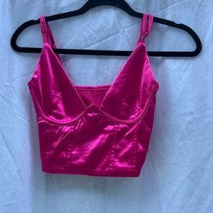 Hot pink satin corset style top